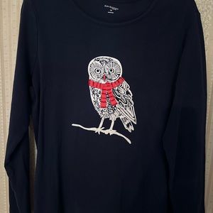 Women's Kim Roger's Curvy Navy Blue Tee Long Sleeve Buho Shirt Size 1X